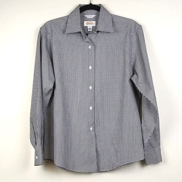 Talbots Tops - Talbot's Wrinkle Resistant Black & White Mini Check Button Front Blouse Top